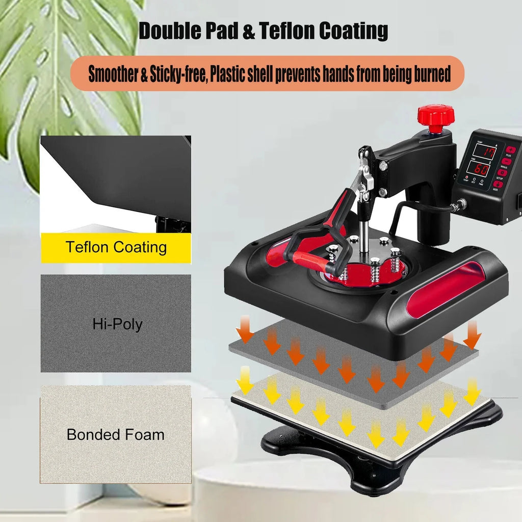 Precise Transfer Printing, Digital Banner Heat Printer, 1, T-Shirts, Canvas LCD Transfer Control in Press Red Vinyl Pillow, 360 Inches 12 8 Printer Sublimation Machine x Bag, Away Swing for 15