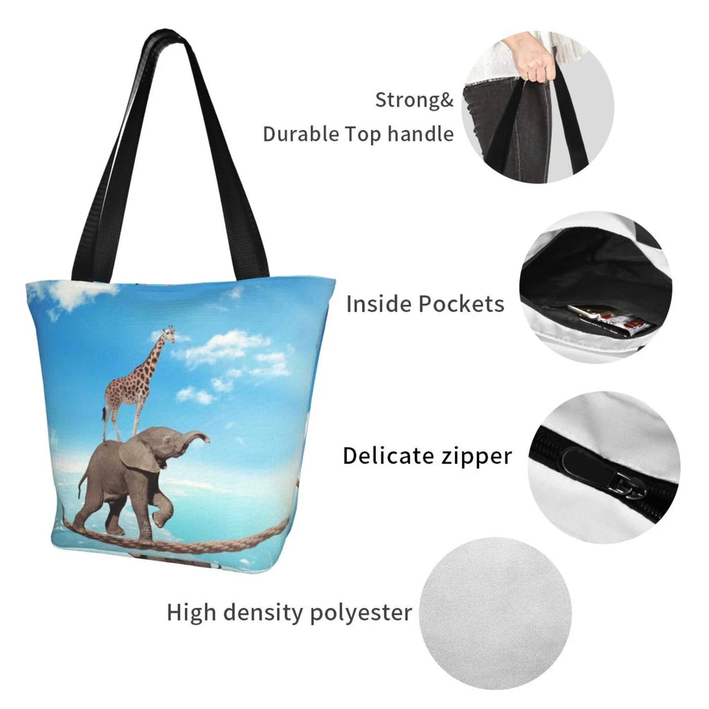 High Shopping Fear Bag,Shoulder On Lukts Tote Bag Walking Rope Elephant Women'S Overcomes Handbags By Capacity Bag Giraffe Large Hobos