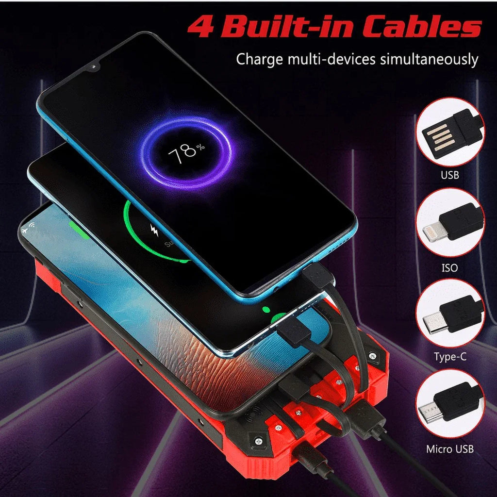 Power External 20000mAh 9 C Port Solar Portable Battery with 3 4 Cables 5V/3A Inputs For Ulefone Qi 15W LED 6 Flashlight Waterproof Built-in Armor Bank USB Solar Wireless Charger Outputs IPX4