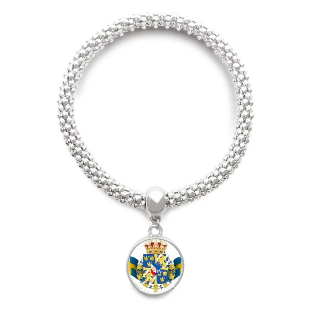 Chain Symbol Country National Bracelet Jewelry Pendant Sweden Sliver Emblem Bangle Adjustable