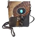 (Dark Crossbody Western Hand Purse Handbag Tote Teal Cowhair Tassel Bag Brown) Stitched Purses Urbalabs Stone Leather Tooled
