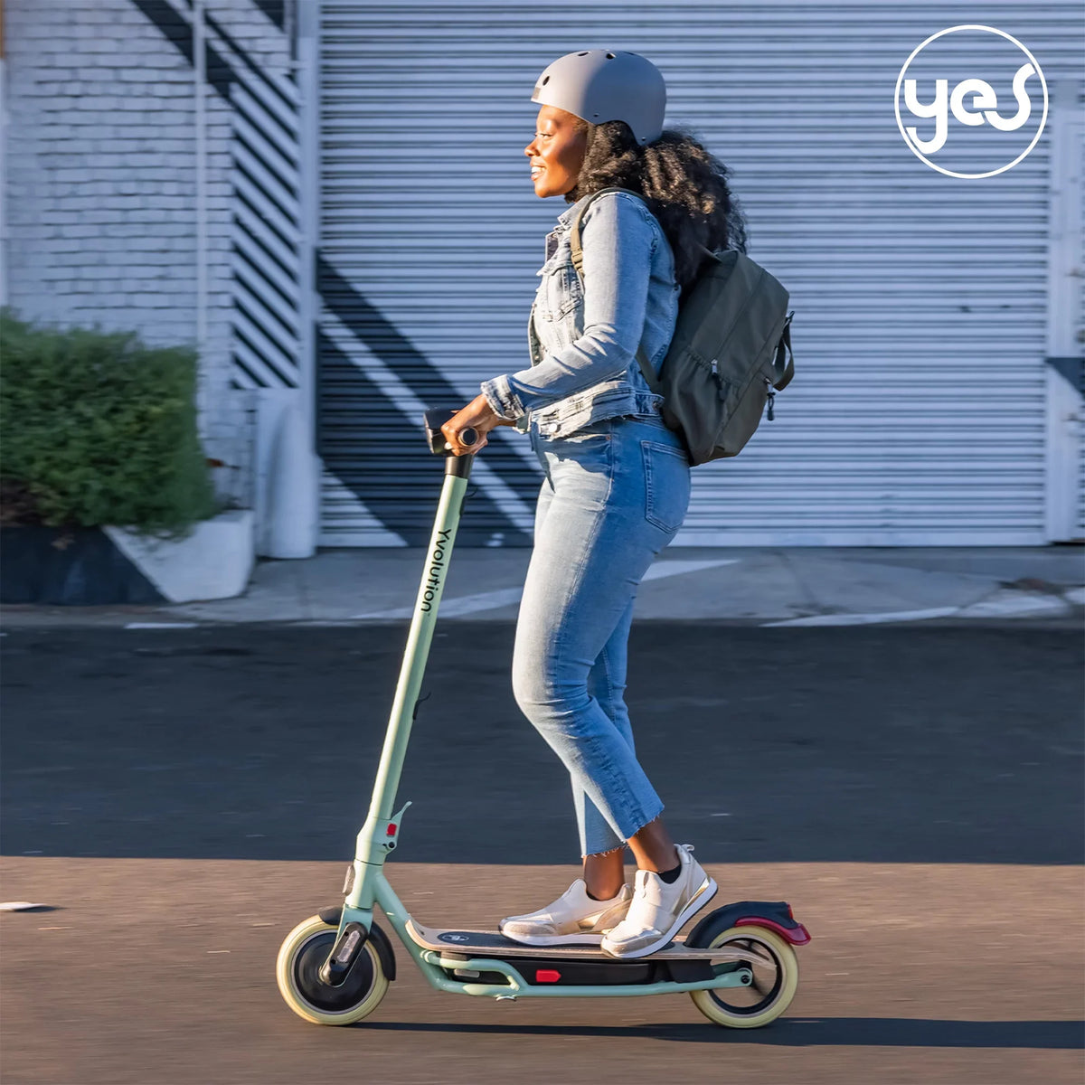 Yvolution (Green) LED Scooter Electric Adults for Display, YES Foldable Design