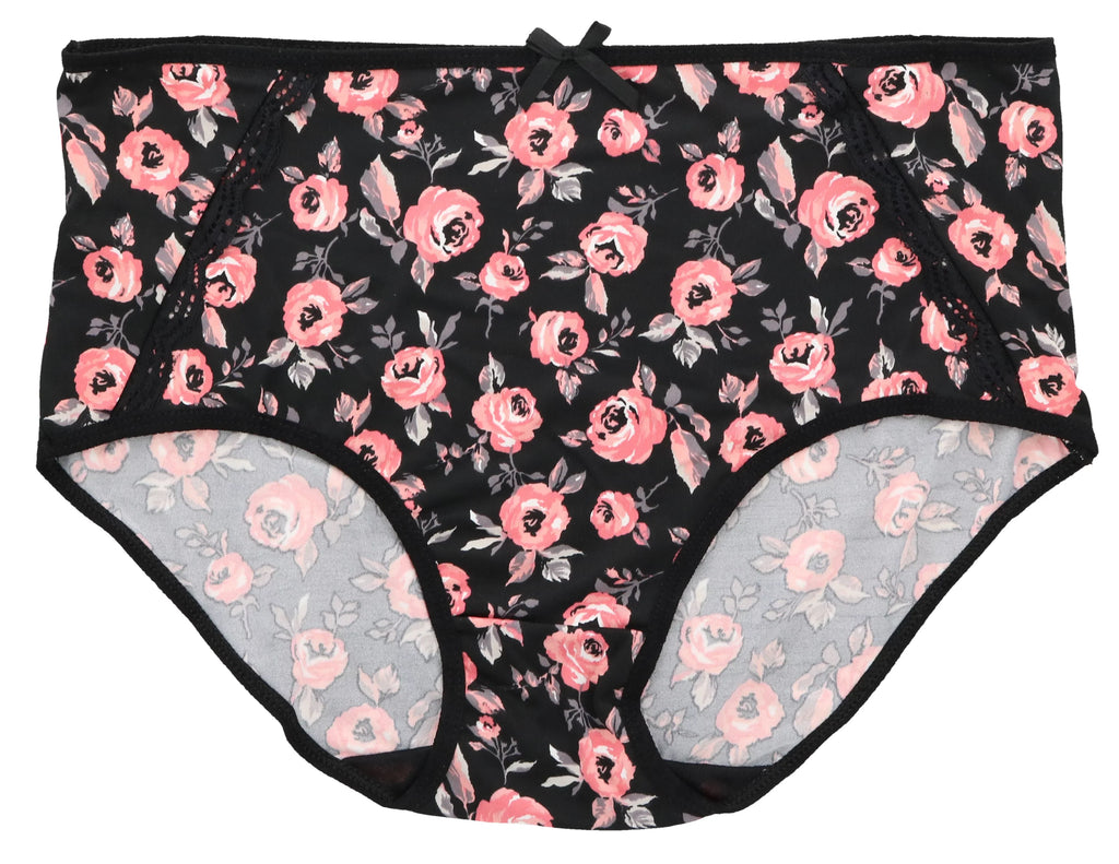 High Delta Florals) Sexy Women's Intimates Plus Rise Brief Pink Black Size Panties Classic Burke (5Pr) Hot (X-Large,