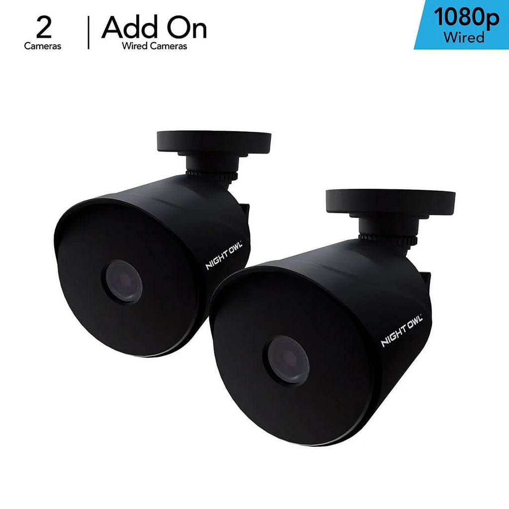 HD Night Wired Recorder Night Night a Black, Cameras, to Owl Vision, 2-Pack, Owl Bullet Add Indoor Surveillance Compatible Outdoor, 1080p