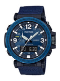 Casio Strap Sensor Pro Men's Watch, Nylon Blue Triple Solar Powered Trek