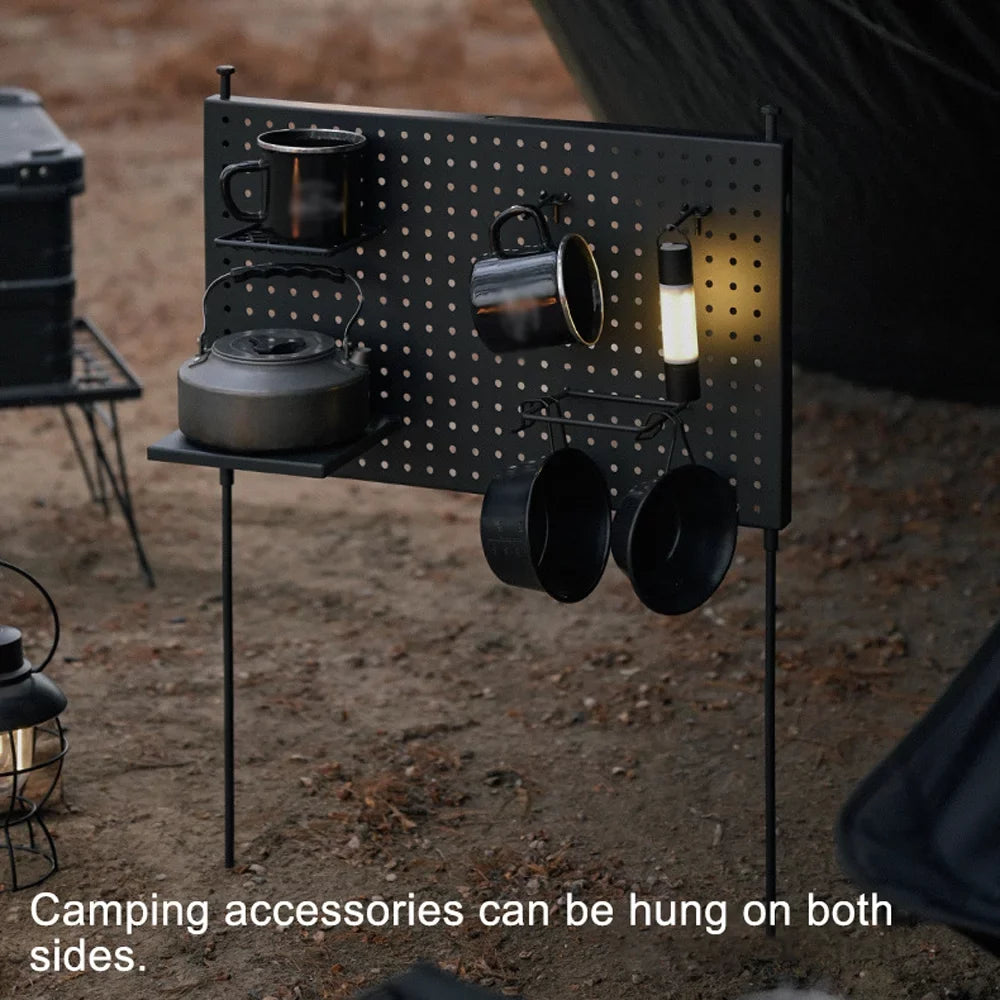 Picnic Radirus and Display Bowls Storage Portable BBQ Shelf for Rack, Hole Multifunctional Cups Board Camping