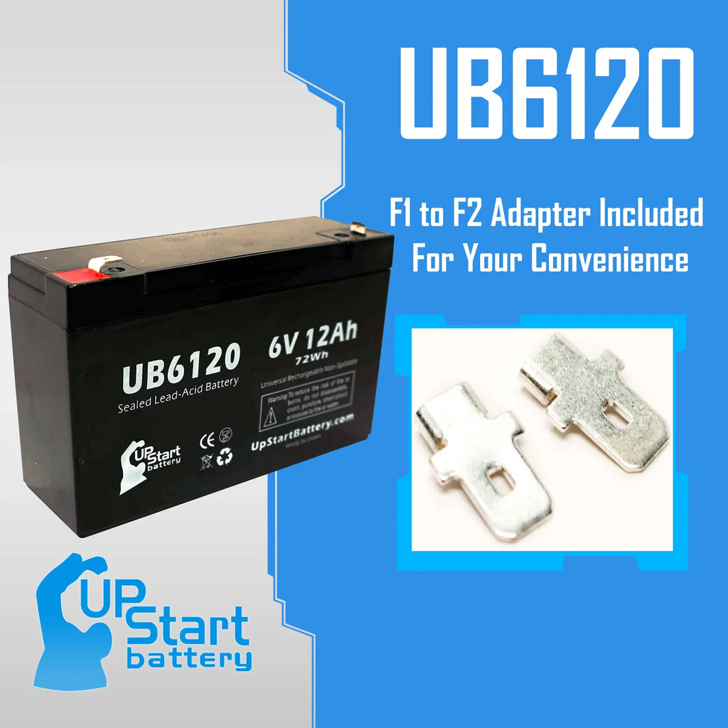 '- to (6V, - Replacement Battery 6 Includes Pack 12Ah, 850 - Compatible Battery Acid Tripp-Lite Lead Universal Terminal, F2 Adapters Sealed Terminal AGM, F1 3x SLA) 12000mAh, F1 UB6120