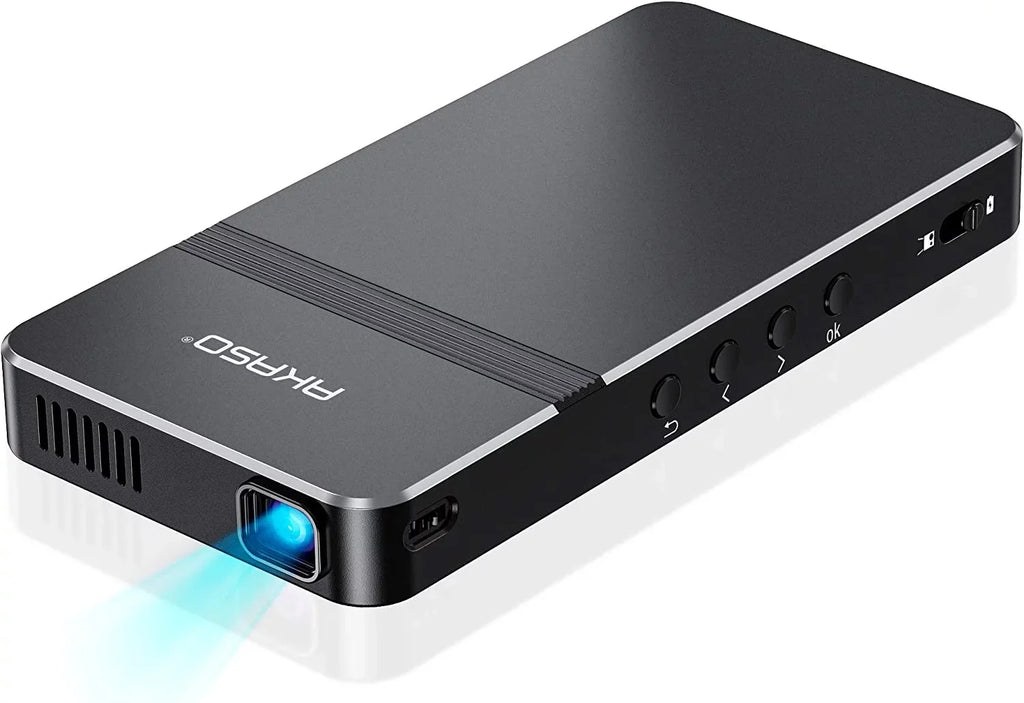 Built-in Mini DLP WiFI HDMI Cookie Remote Control Pocket-Sized and Support Projector, Projector 1080P Battery Portable Stereo Rechargeable AKASO Speakers Movie Projector, Projector,