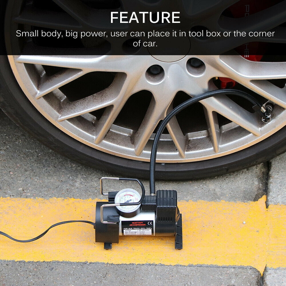 Quick Inflation Portable Compressor 12V Pump Jahy2Tech Assistance 280W Roadside Electric Black Air
