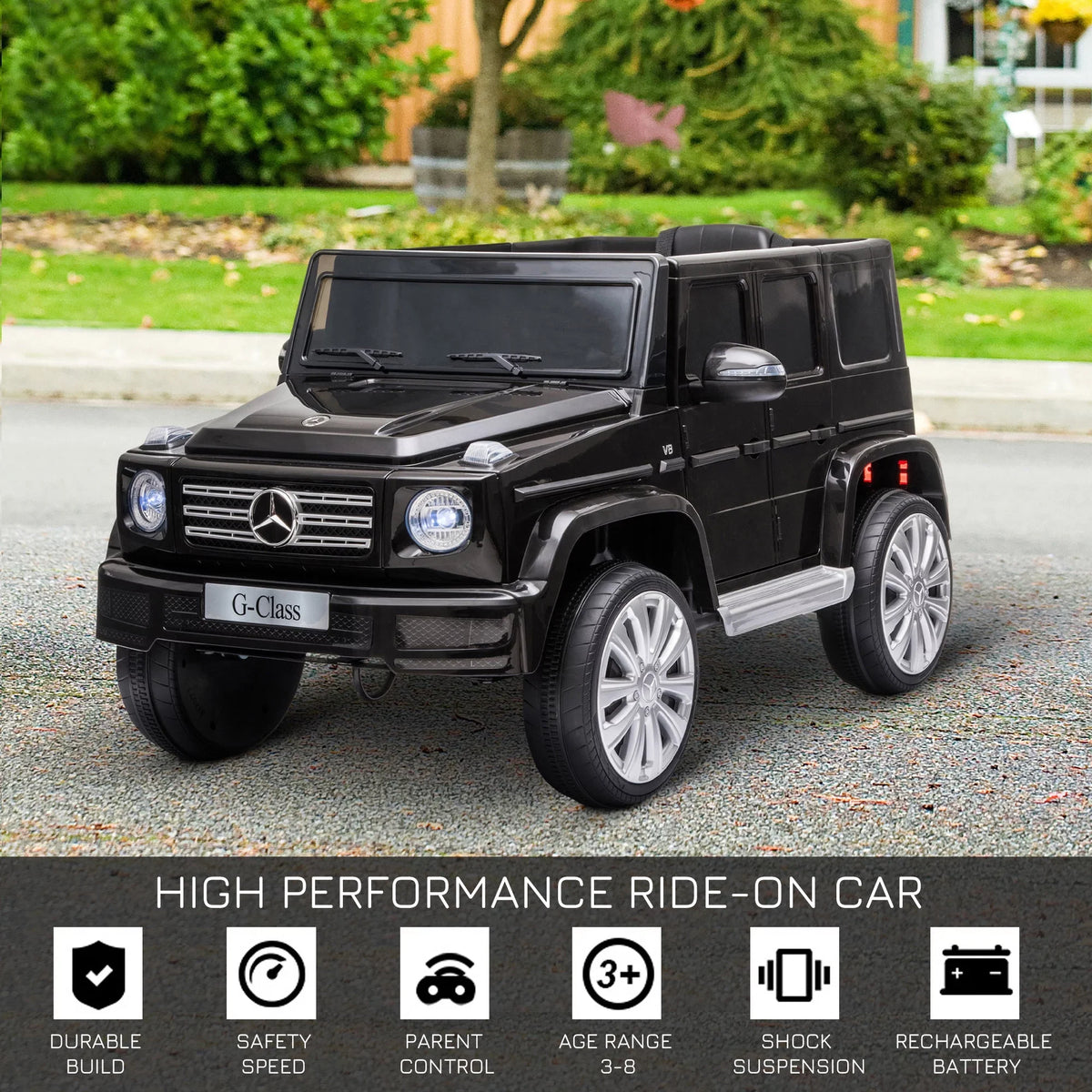 Aosom Benz Headlights, Working 12 with Suspension & Mercedes Powered G500 Remote Ride-On Bright V Control,
