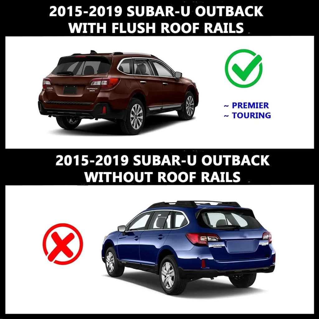 Subar-u Cargo Premier Rack Crossbars – Box Black Fit Rooftop Board, Luggage, for Bars Cross for Carrier Outback Chrome Bike Ski ROKIOTOEX Touring 2015-2019 SO14T Roof Lush Side Rails,