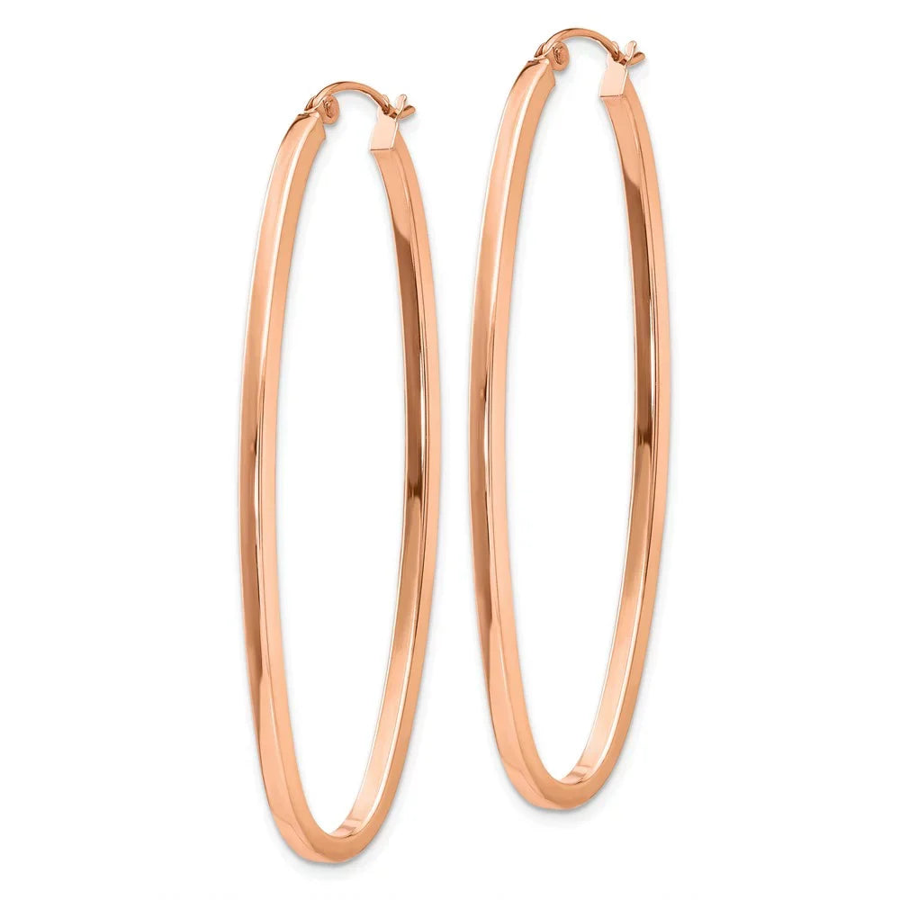 Rose Men Tube Square for Women Earrings; and Teens; 2mm Princess and Real Oval 14kt for Hoop Adults