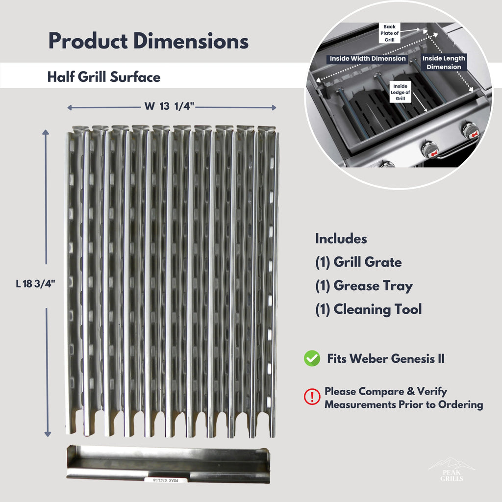 Weber System for Half | Genesis Peak Replacement II, Grill Grate Grate Grills™ Surface.