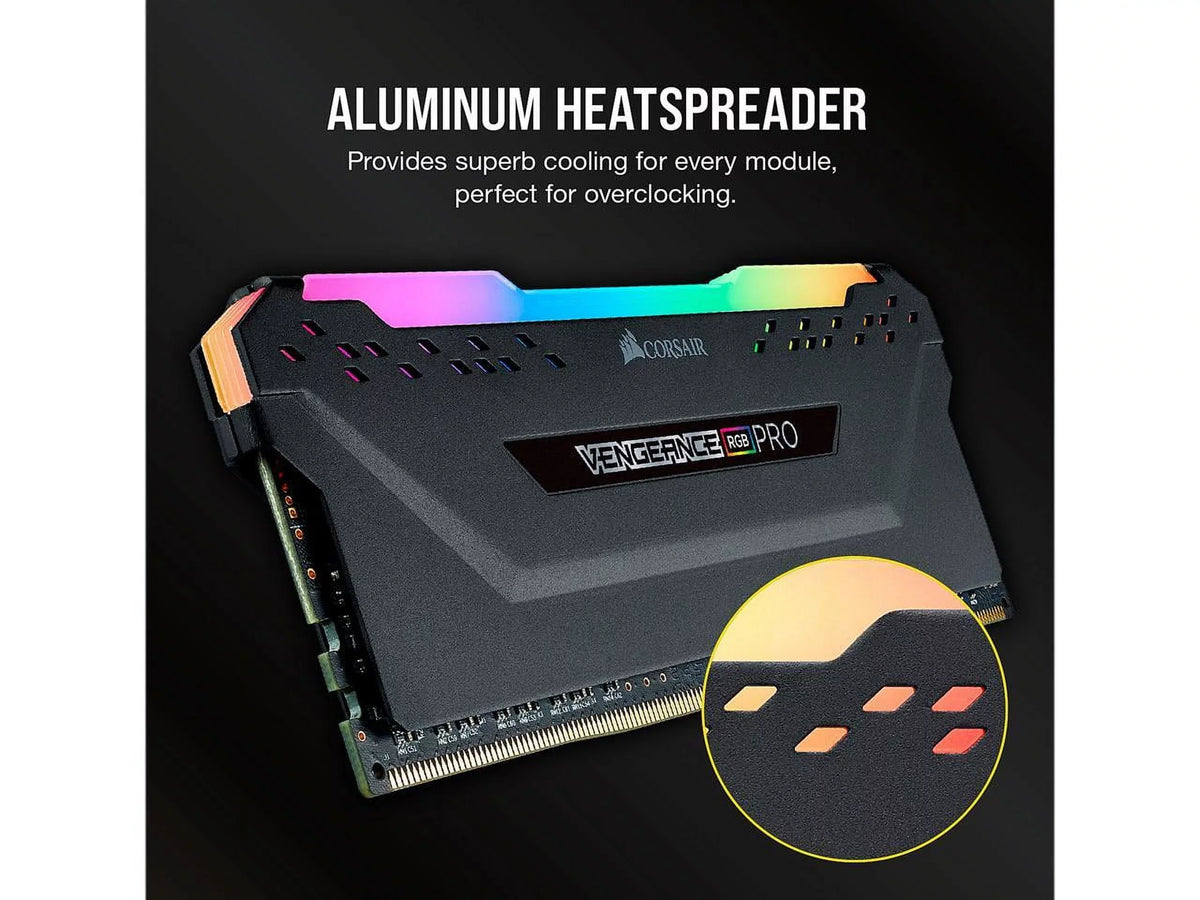 C16 Black RGB 3200MHz LED Desktop - Corsair Memory DDR4 (2x8GB) 16GB Vengeance PRO