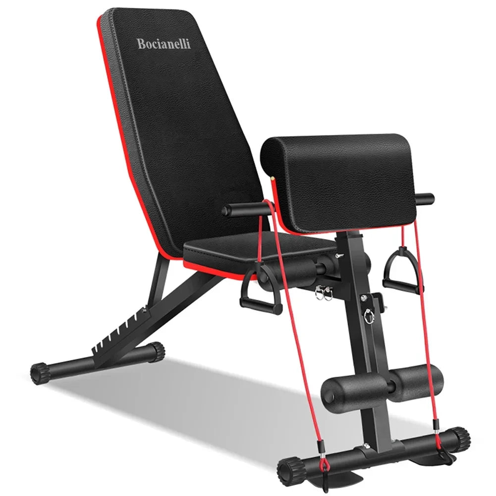 Exercise Machines, Bench Bocianelli with Bench Elastic Weight Adjustable Capacity, Folding Ropes 400lbs