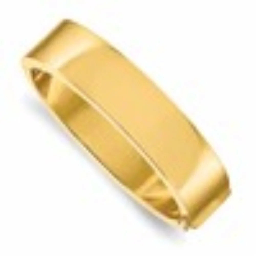 Jewelry Fine Yellow for Gold Polished 14K Bangle Men Flat 15.8mm Hinged Auriga