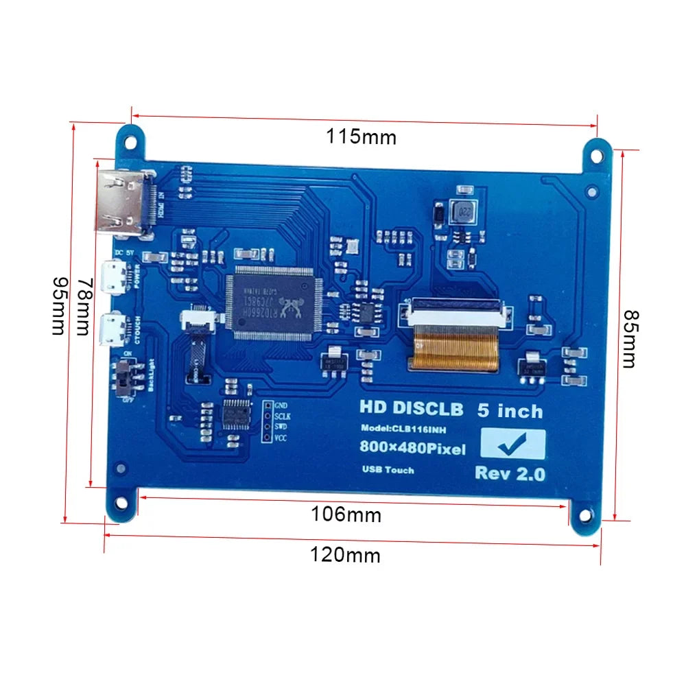 with Resolution Inch 5 Display Portable Interface Compatible Touchscreen Small Pi Raspberry 800*480 Tool Andoer with Capacitive USB