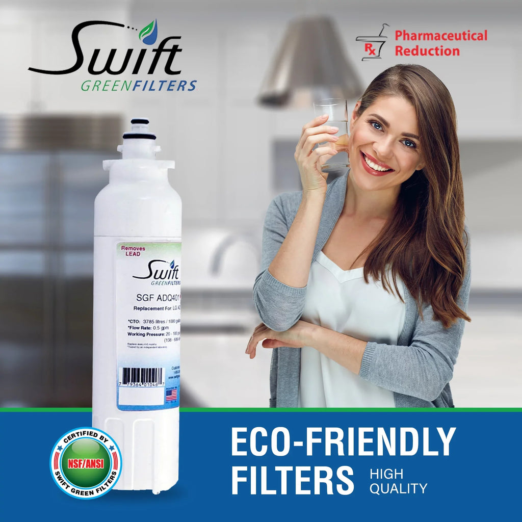 for Water of Rx LG Green Swift Filters(Pack Filters Refrigerators LT800P Pharmaceutical SGF-ADQ401 Replacement 2)