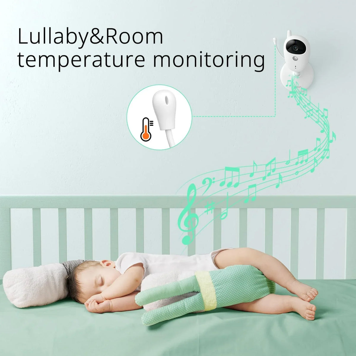 Night Wireless LCD Transmission, Vision, Home with Sensor, Digital Baby Screen Way Yoton Talk Mode, 8 Camera, Security, 2.4GHz VOX Two Temperature Monitor Lullabies, 3.5-inch