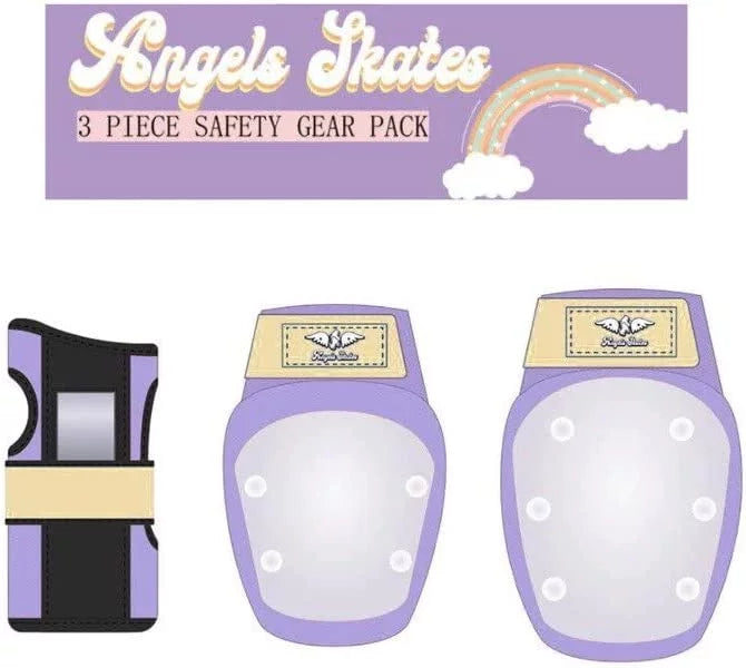 '- Youth - Elbow Protective Women Gear Skates Purple Knee BMX Wrist 6-Piece Kids - Pads Adult Angels Pads for - Large Roller Guards Safety Gears Pack - Skates