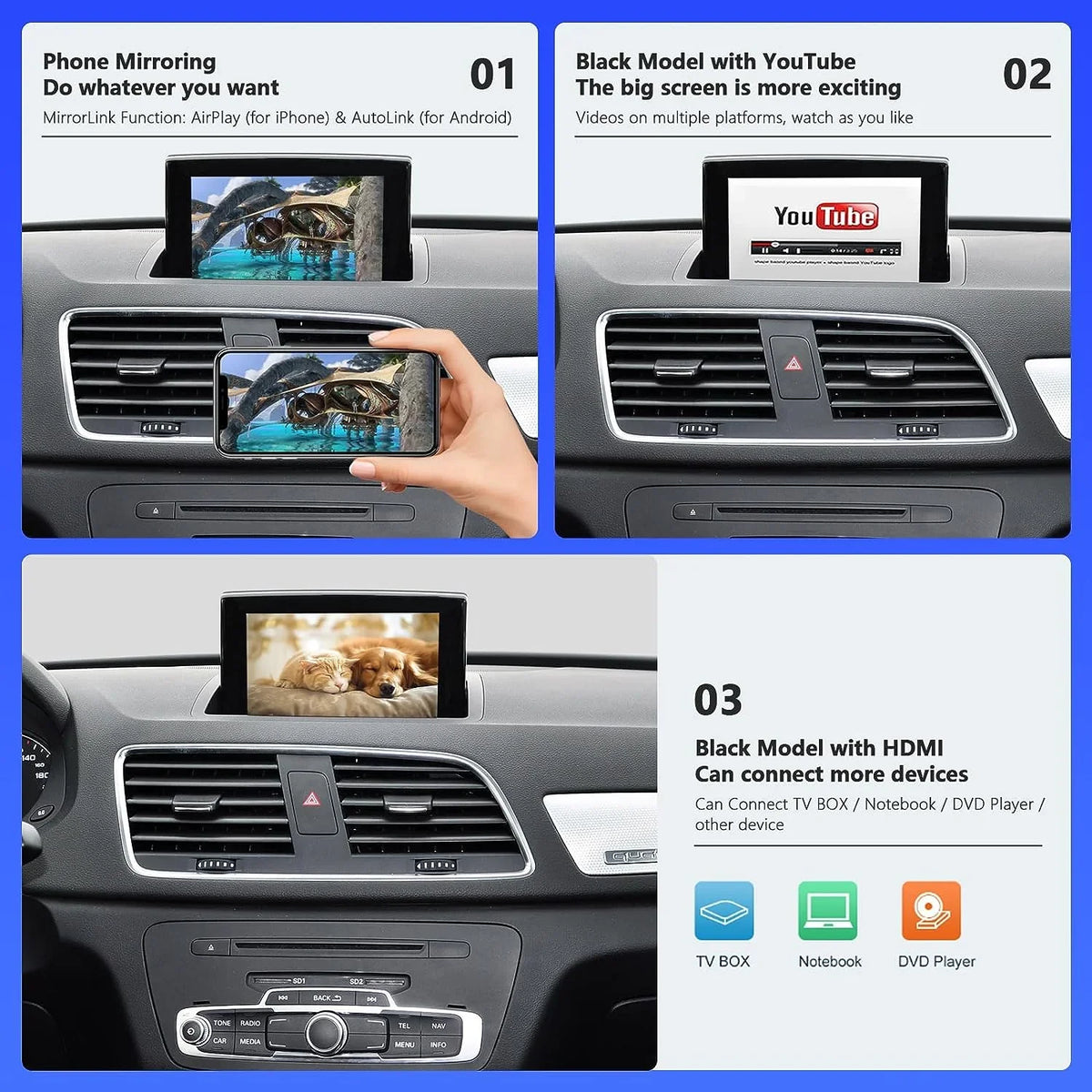 with Q3 Road MMI Car Camera Version), Carplay Wireless Top 3G, Audi Support Auto Mirrorlink, Year Android Retrofit Decoder, Module Carplay Kit 2014-2018 (HN+ Software for