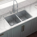 Stainless 16 Undermount in. Steel Kitchen Ruvati 31 Bowl 50-50 RVM5099 Double Gauge Sink USA