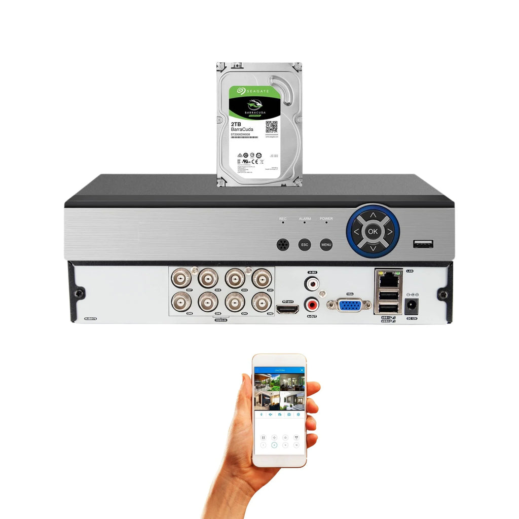 H.265 Surveillance 2TB 8 CCTV Hard Analog Channel CVI Drive DVR Recording Evertech for Security TVI AHD