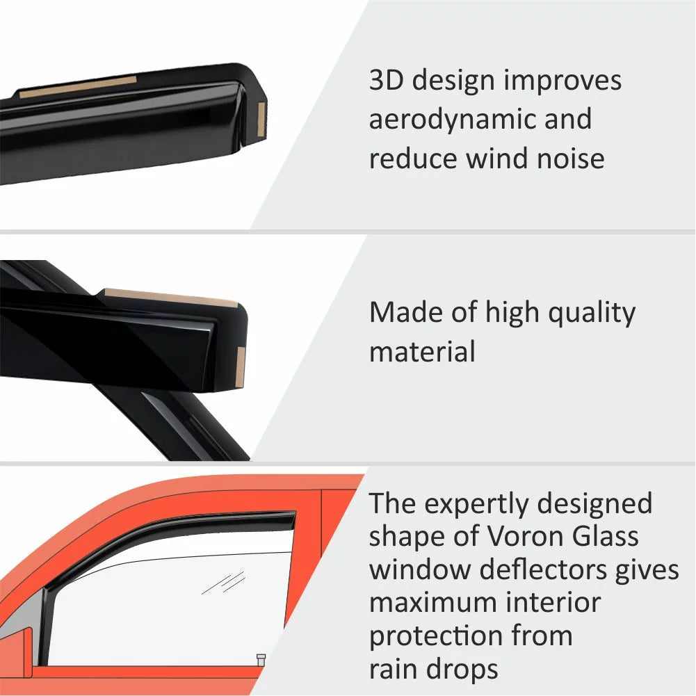 Kia Seltos 4 Visors, Rain Glass in-Channel Guards for Voron Pieces Deflectors, Window Window Durable 2021-2024, 200551 Vent Extra -