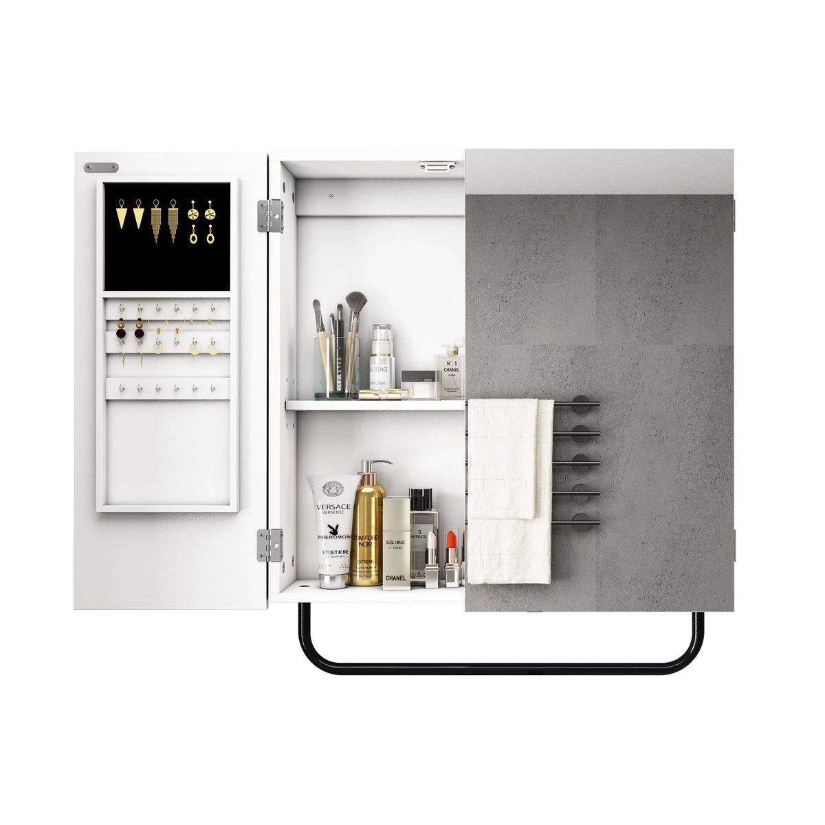 Mirror, Cabinet for Mirror HLR with 2-Tiers Jewelry Square Wall Mounted Cabinet Bathroom,