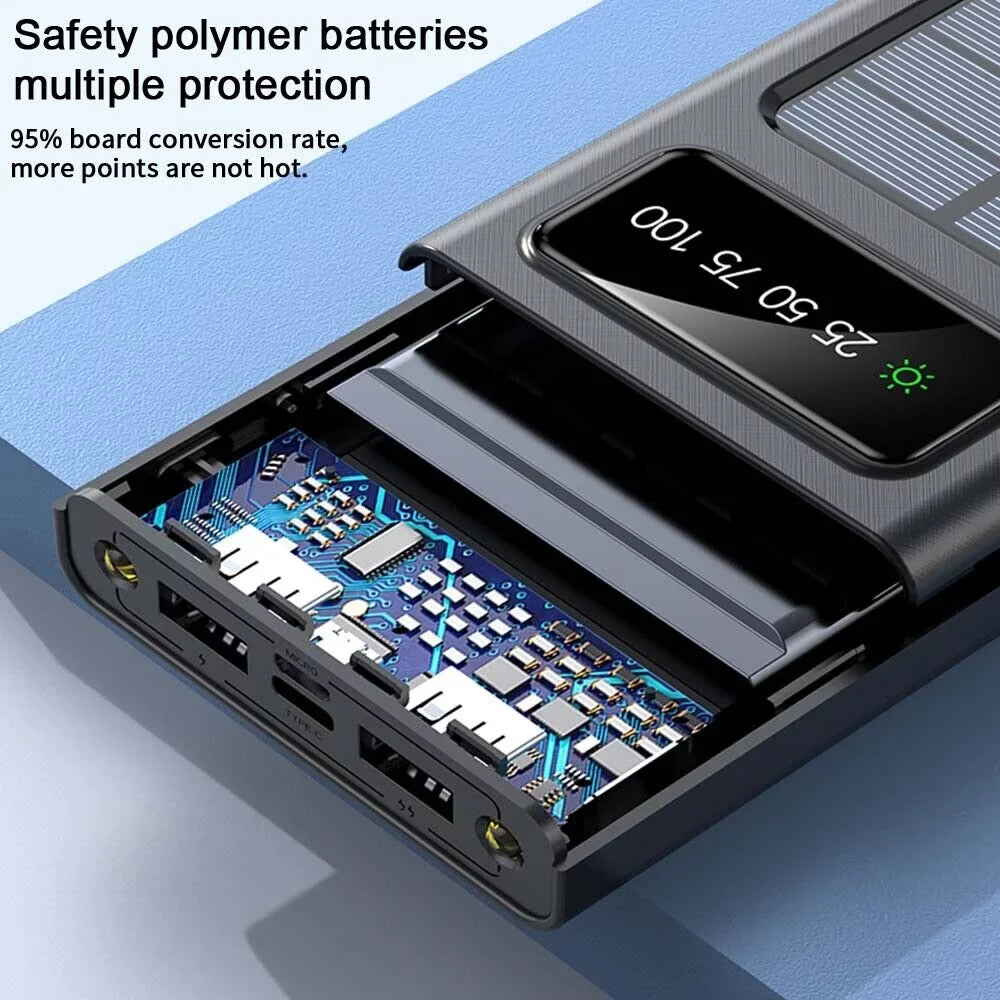 Bank Power Solar External 9000000mAh Battery Portable Charger Waterproof