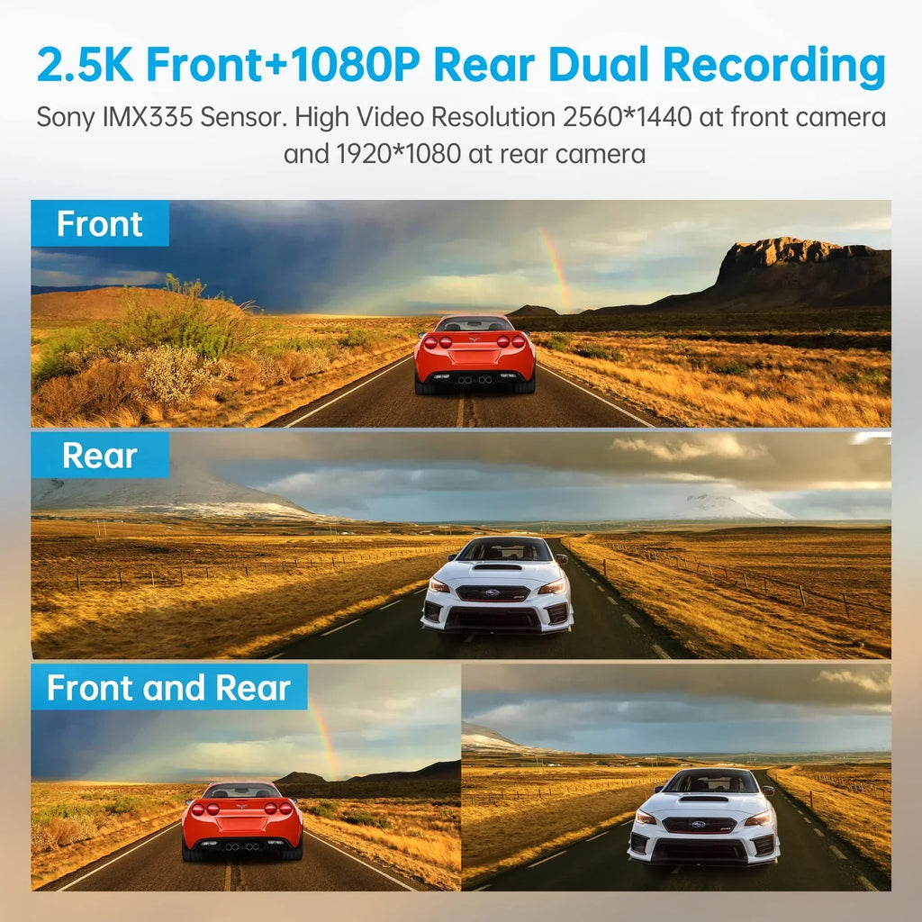 Emergency w/Anti-Glare, Waterproof TOGUARD 12" Mirror Dash Rear Voice with 2.5K Camera, Cam Control Front and Lock, Parki Vision Cam Rear Dash with View Wireless Backup Night GPS, Screen, Touch Mirror