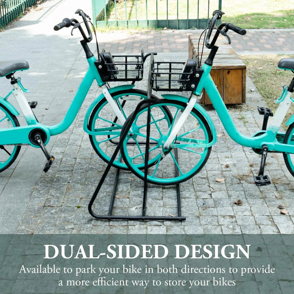 Storage Rack Double-Sided YGDU Capacity Parking Pipe 6-Bicylce Holder, Black Stand/Grid Steel Bike Bicycle