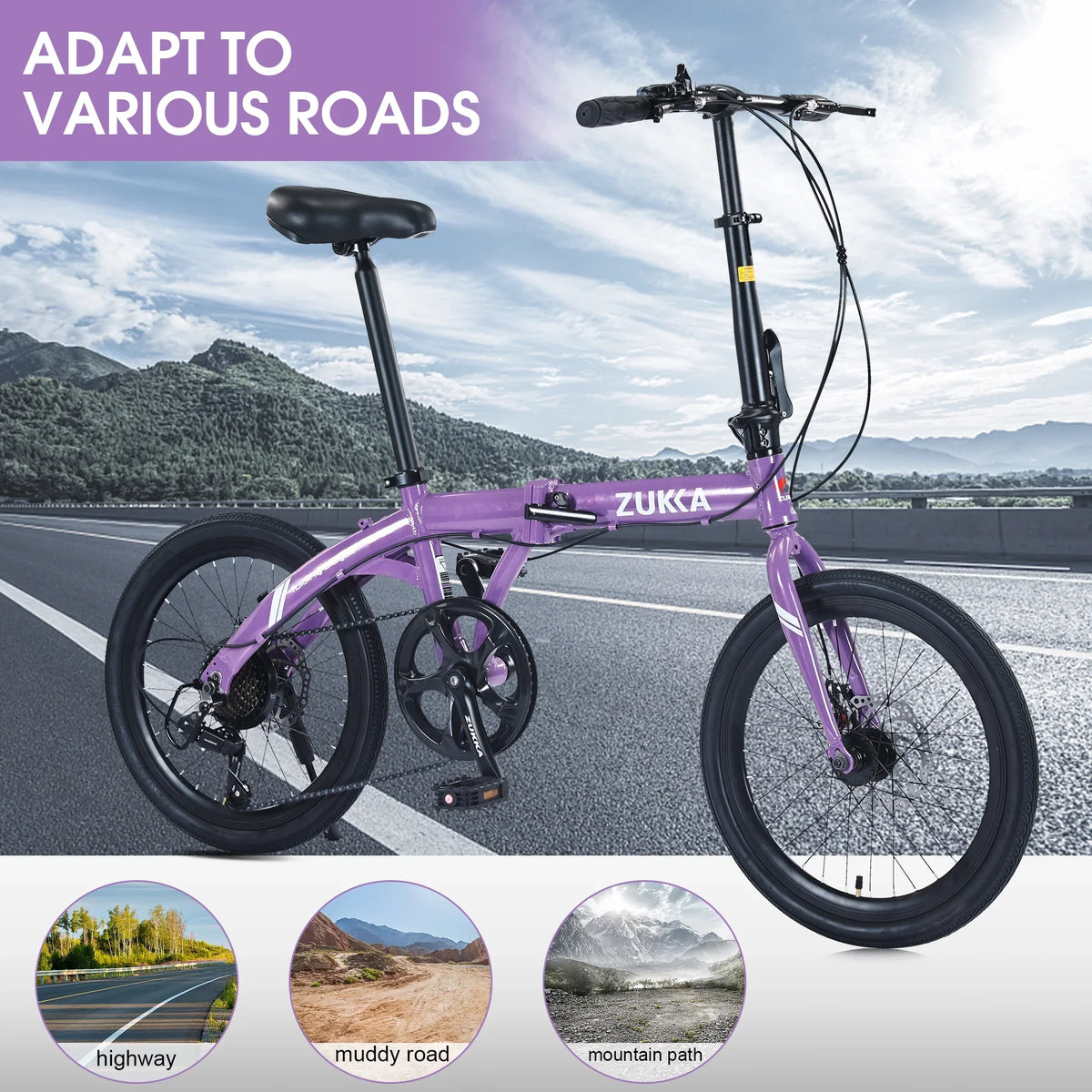 8 Bike, Frame, City Speed 20" Alloy Folding Aluminium Purple Bicycle,