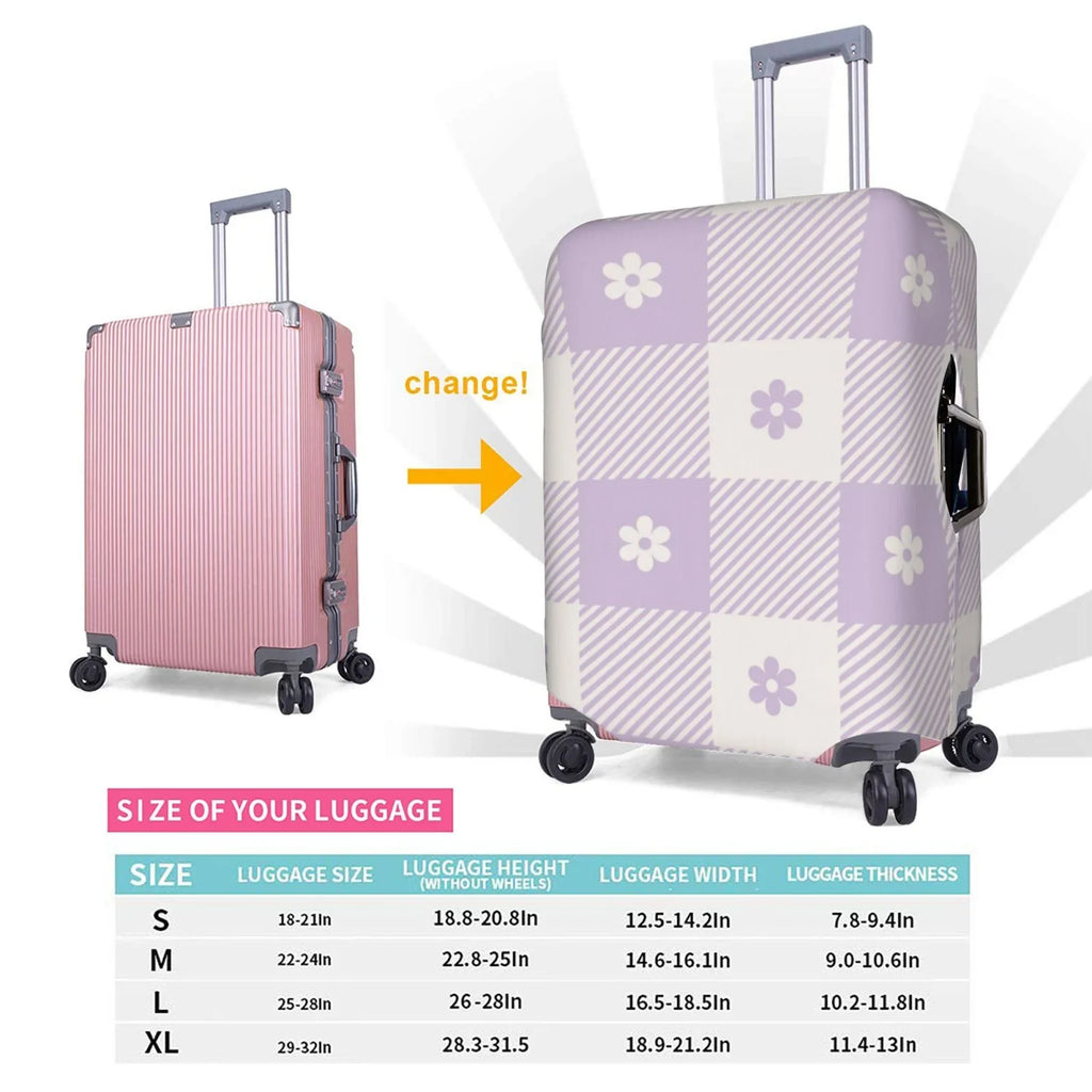 Floral Kll Luggage Suitcase Suitcase Cover Protector- Plaid Buffalo Cover Purple