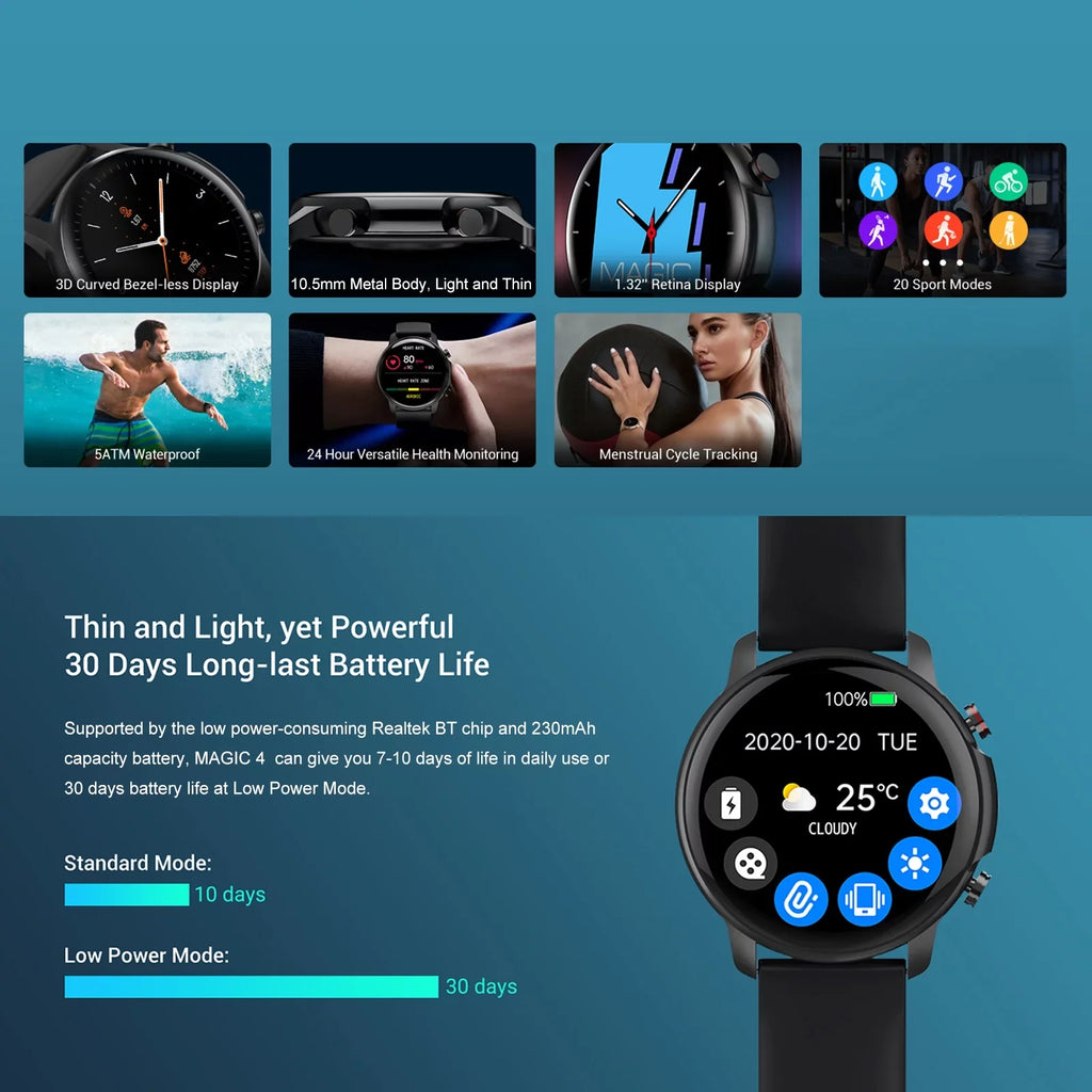 5atm - Display Waterproof With Endurance 5atm Retina Android Compatible Resolution With Ios 20 Smart 10-day Resolution 1.32'' Modes Compatible Waterproof Android Bracelet,Compatible