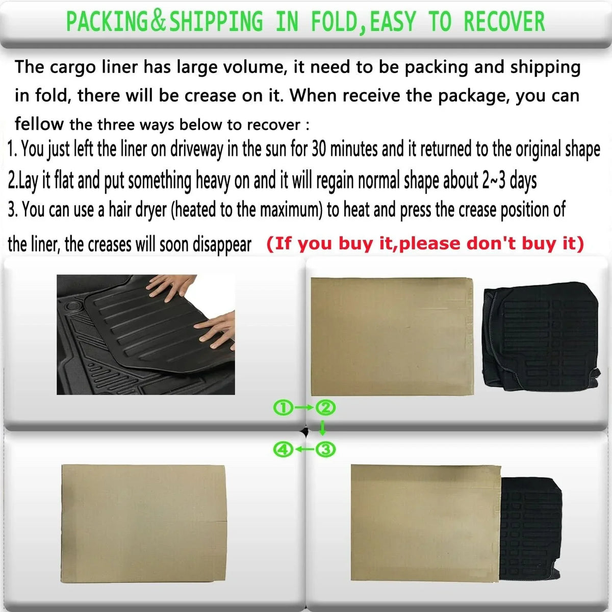 2018-2023 Liner TPO Weather Protection Cargo Mats For Toyota All Camry