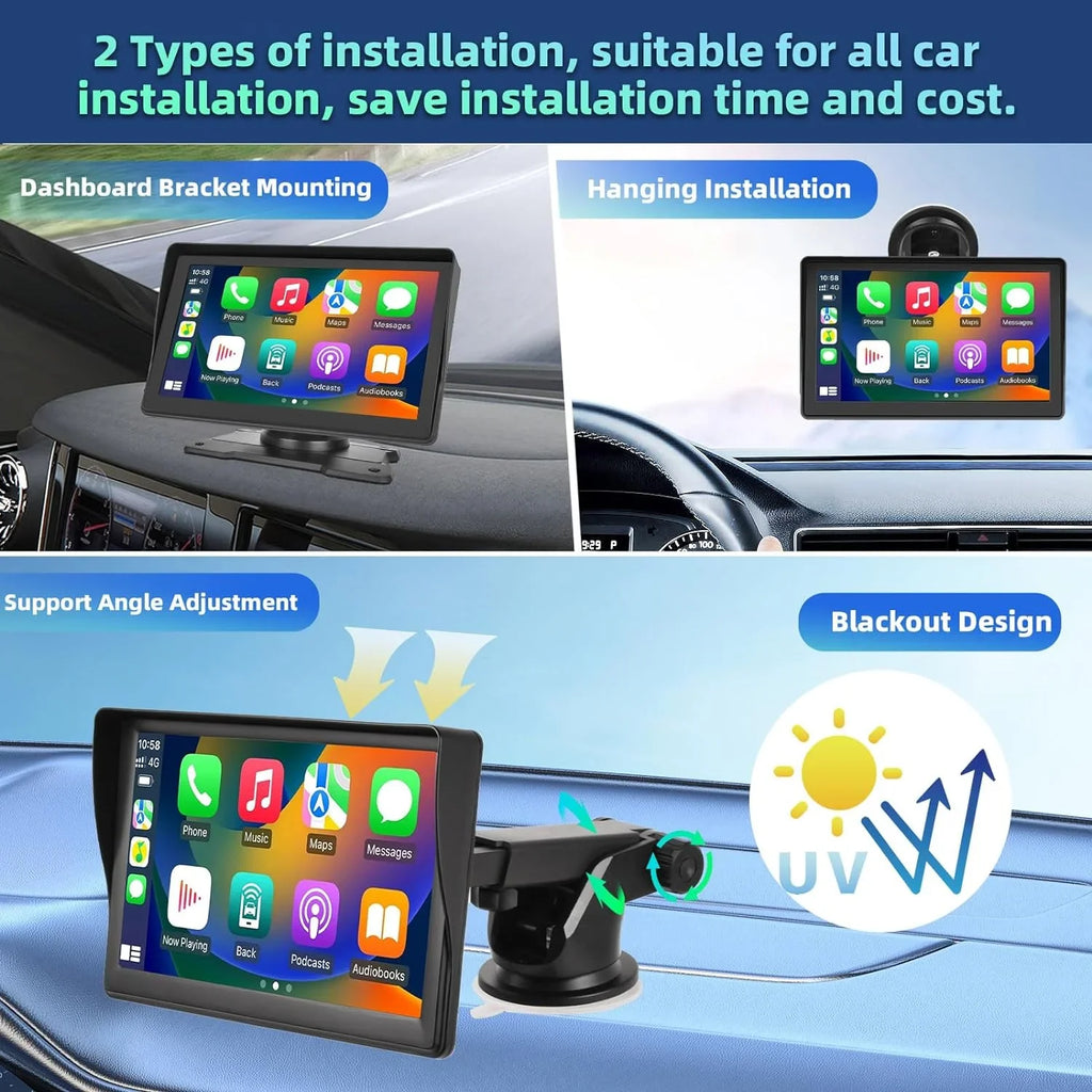 Link TF/USB Car Touch Van 12-30V Stereo Suv with Camera Radio Pickup, Android FM Screen Wireless Carplay Auto Portable Mirror Backup Car Bluetooth 7" Podofo for