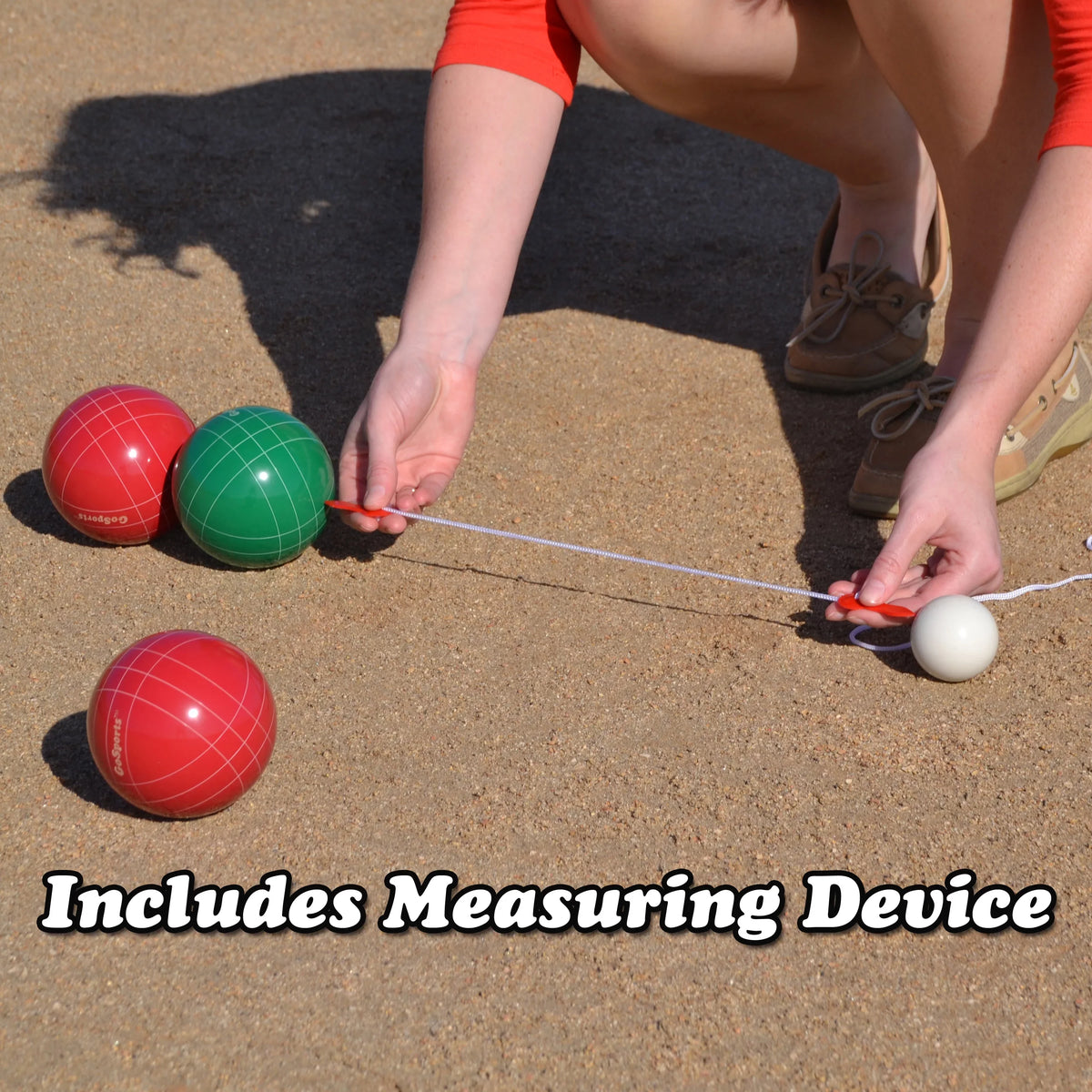 Case Bocce Balls, Regulation Rope 8 Pallino, with Set Measuring and GoSports 100mm