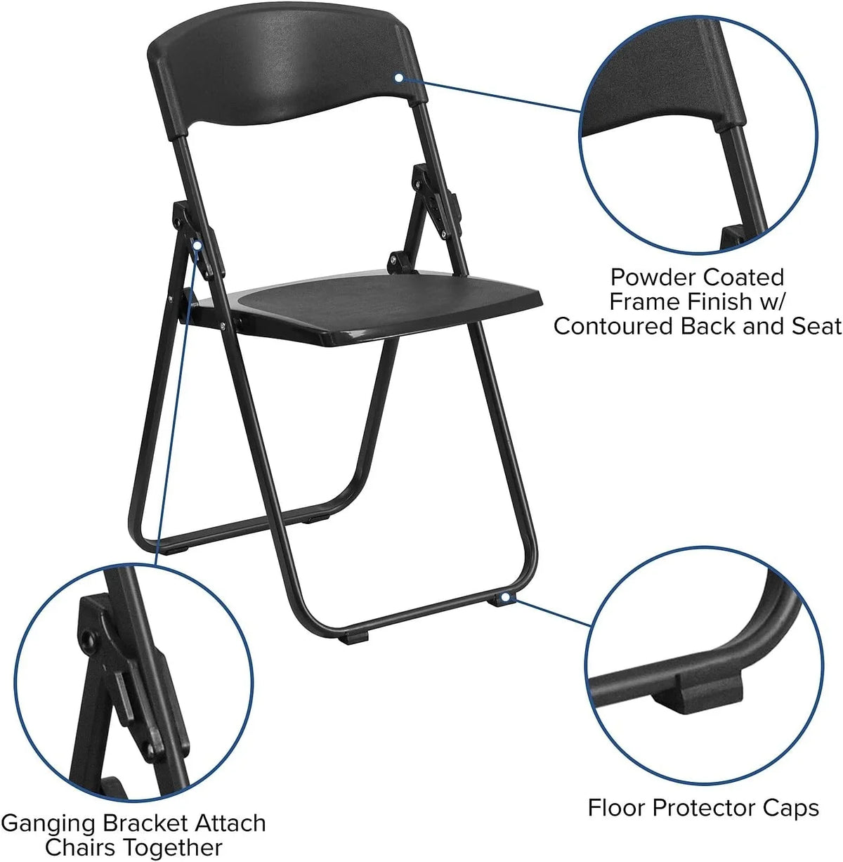 Folding Capacity With Black 6 Plastic Heavy 500 HERCULES Ganging Series Chair Built-In Duty Lb. Pack Brackets