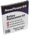 Instructions, Tools, Battery and Battery One Generation Full Video Warranty with HD Extended 7" Replacement Fire Amazon 0063 Year Kit Life 4th