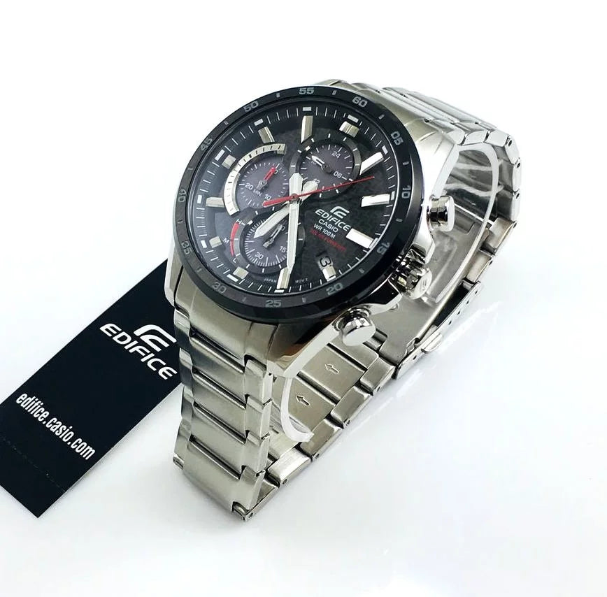Steel Casio Men's Stainless Chronograph Solar-Powered Watch EQS-900DB-1AVCR Edifice