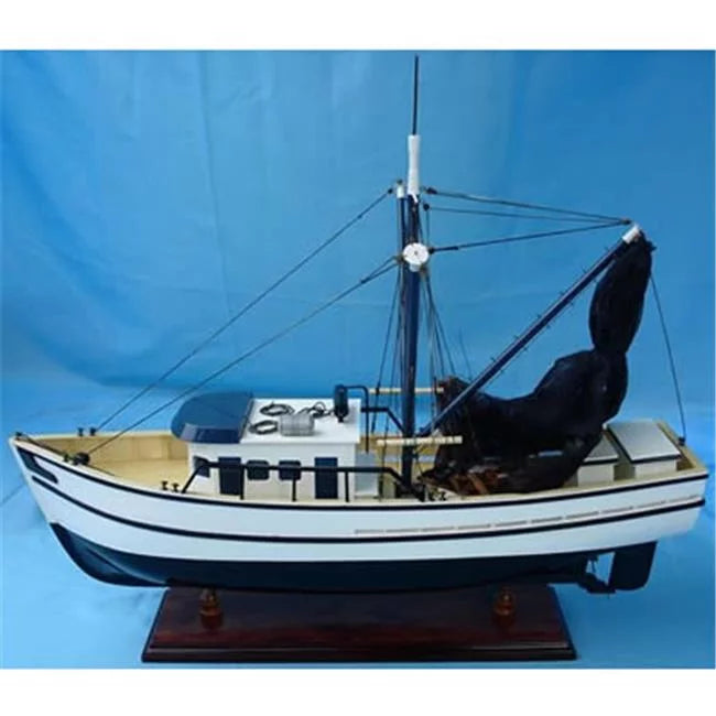 Boat Boat Model x Shrimp Wood Handicrafts - 25in. x Old Modern 5in. Natural 19in.