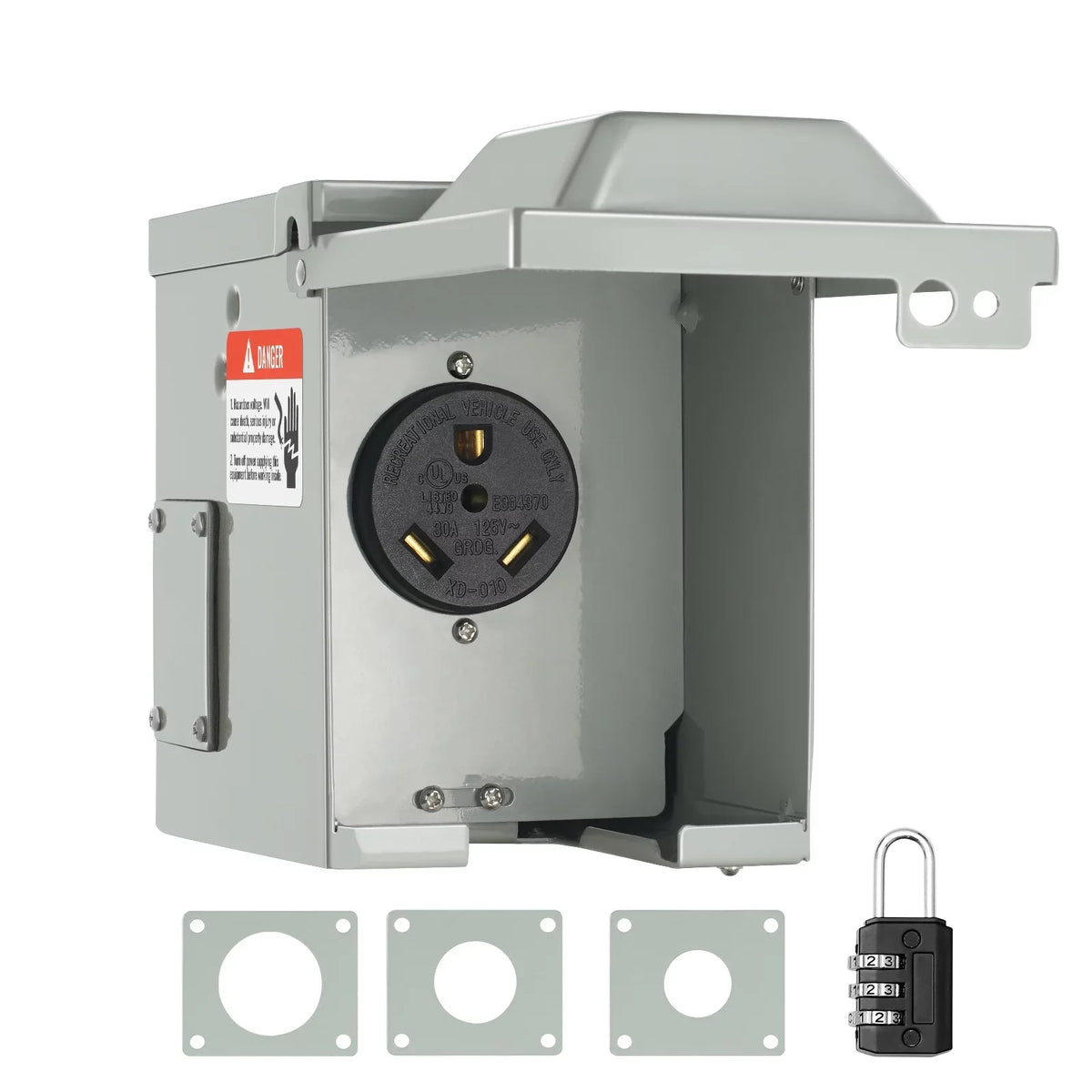 30Amp Power NEMA Panel Trailer Electrical Generator Car Weatherproof Outlet 25/250V Receptacle Camper for Box, Enclosed Lockable Motorhome TT-30R, Electric RV BENTISM RV Outdoor Travel