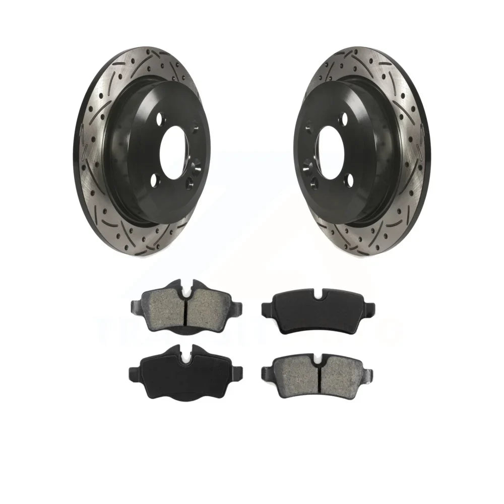 Auto - Slotted KDS-100459 Disc Drilled For Rotors Semi-Metallic Mini Coated Kit And Transit Pads Brake Rear Cooper