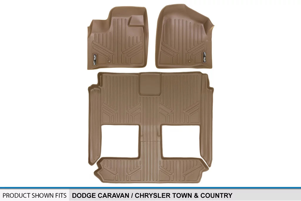 Caravan Grand Floor Tan 1st/2nd for Mats Smartliner Rows Liner 2008-2020 Dodge