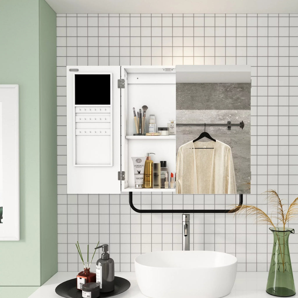 Mirror, Cabinet for Mirror HLR with 2-Tiers Jewelry Square Wall Mounted Cabinet Bathroom,