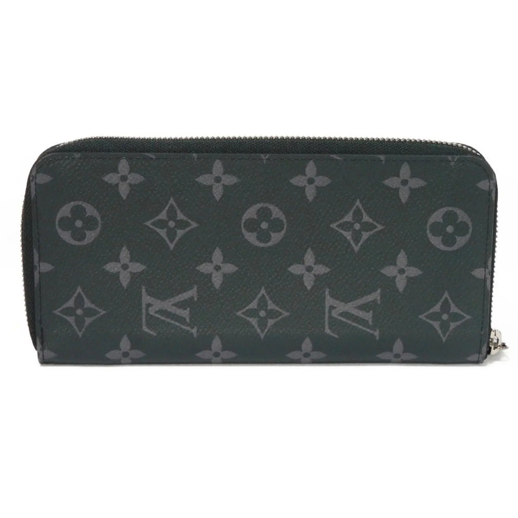Monogram Billfold Round Men's LV Zipper Logo (Good) VUITTON Eclipse LOUIS Pre-Owned Noir Long Zippy Vertical Wallet M62295