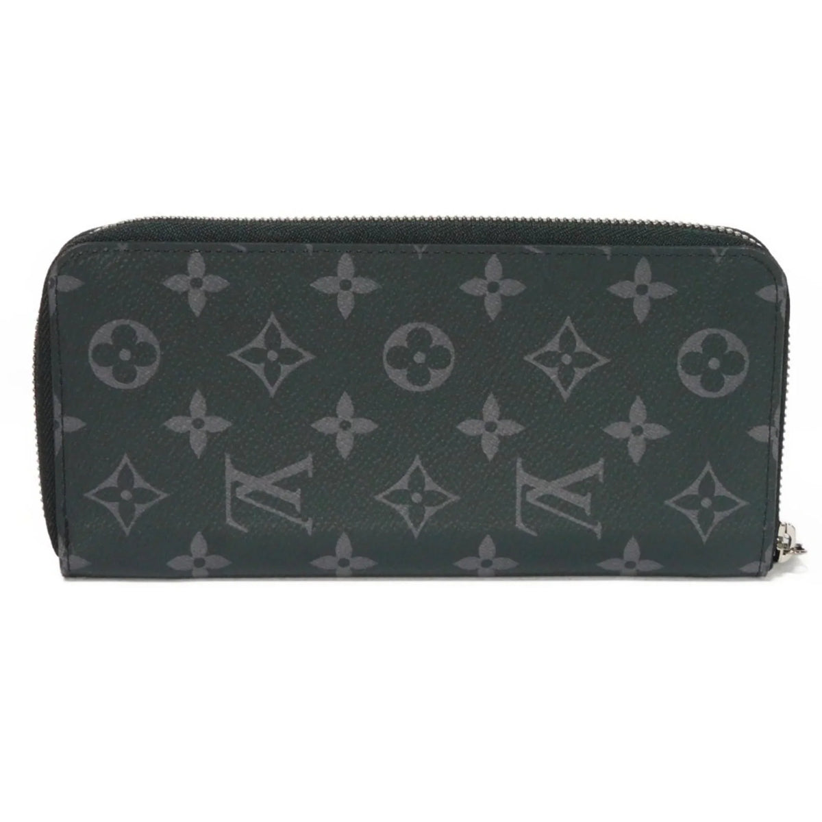 Monogram Billfold Round Men's LV Zipper Logo (Good) VUITTON Eclipse LOUIS Pre-Owned Noir Long Zippy Vertical Wallet M62295