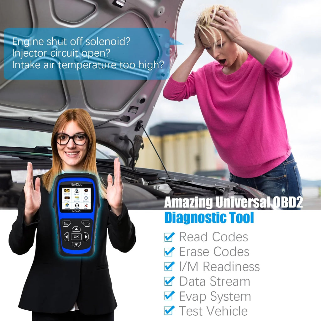 Diagnostic for after Automotive for Maintenance Tool Fits Scanner OBD2 NEXAS Diagnostic Scanner BMS Reader Reset & 1996 Vehicles MINI DPF ND601 Regen Multi-System Code BMW Check Engine