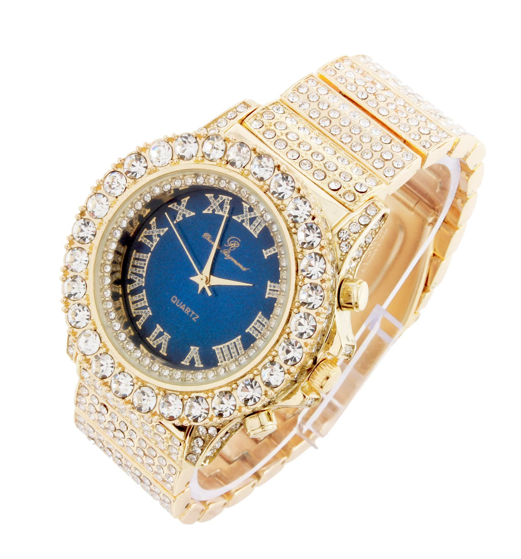 Metal Blast Rolly - Iced-out Hop Thick Wristwatch- Out Charles ST10238 Men's Look on Raymond Oversize Bling'ed Silver band dial Hip